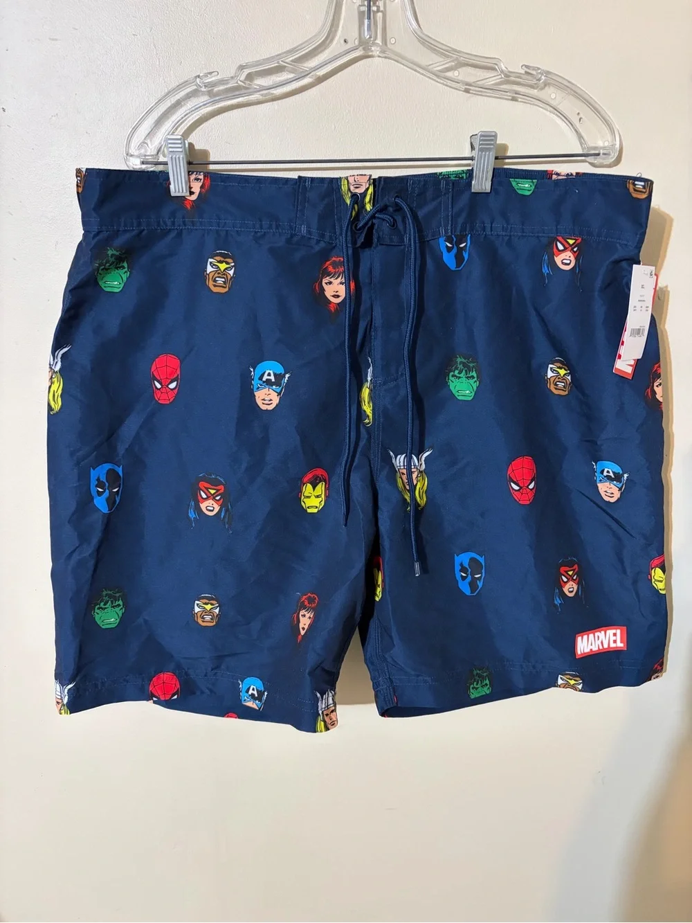 Marvel Navy Men’s Character Face Swim Shorts XL